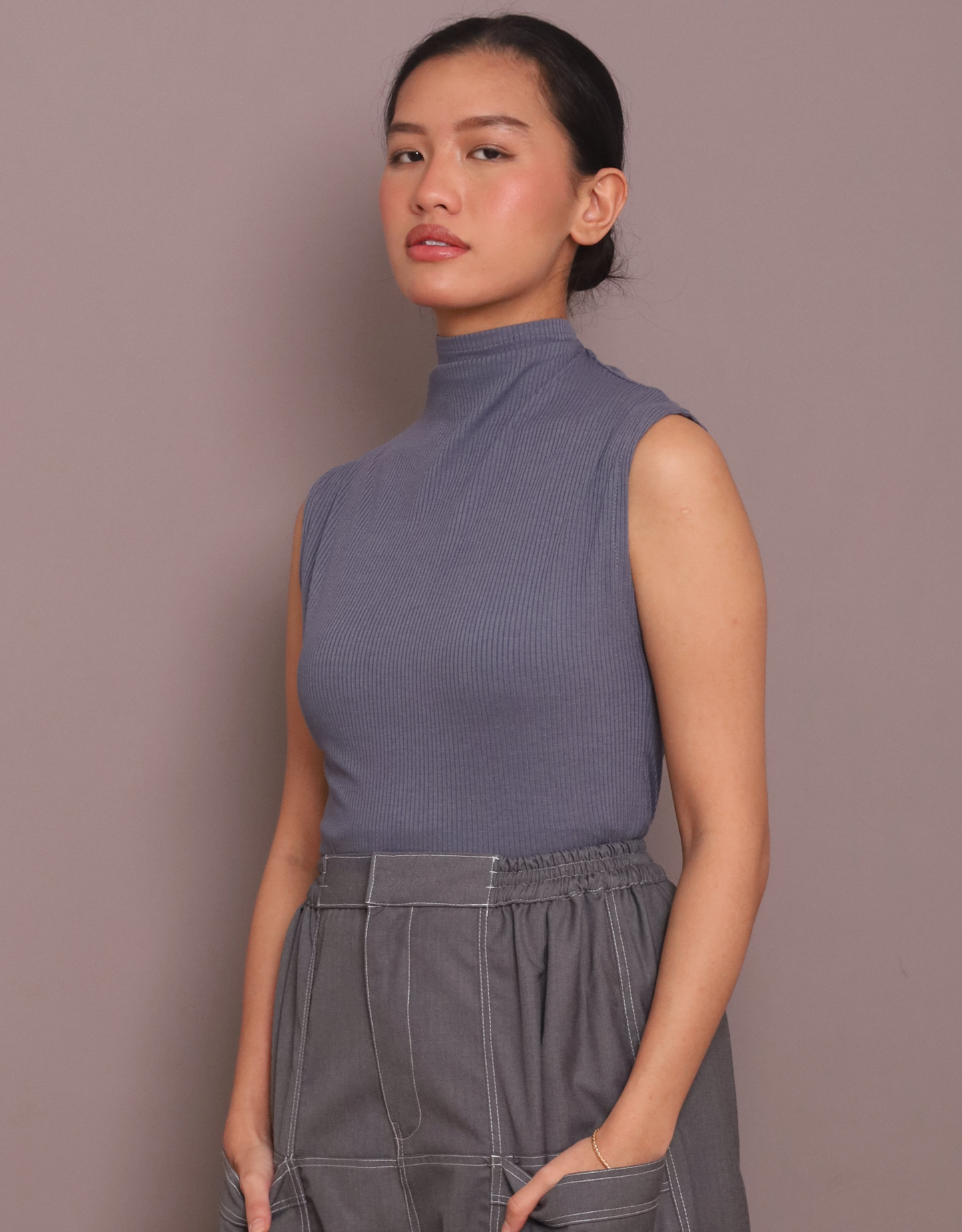 Ribbed Skin inner in Ash Blue