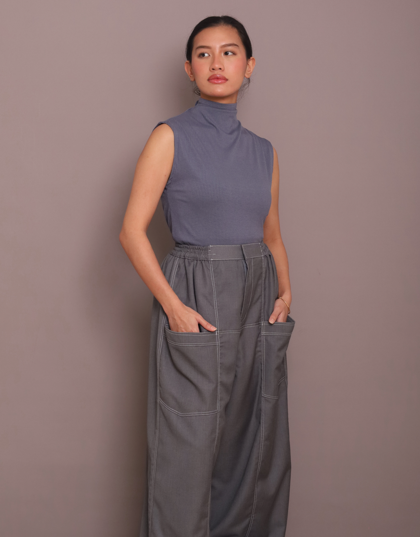 Ribbed Skin inner in Ash Blue