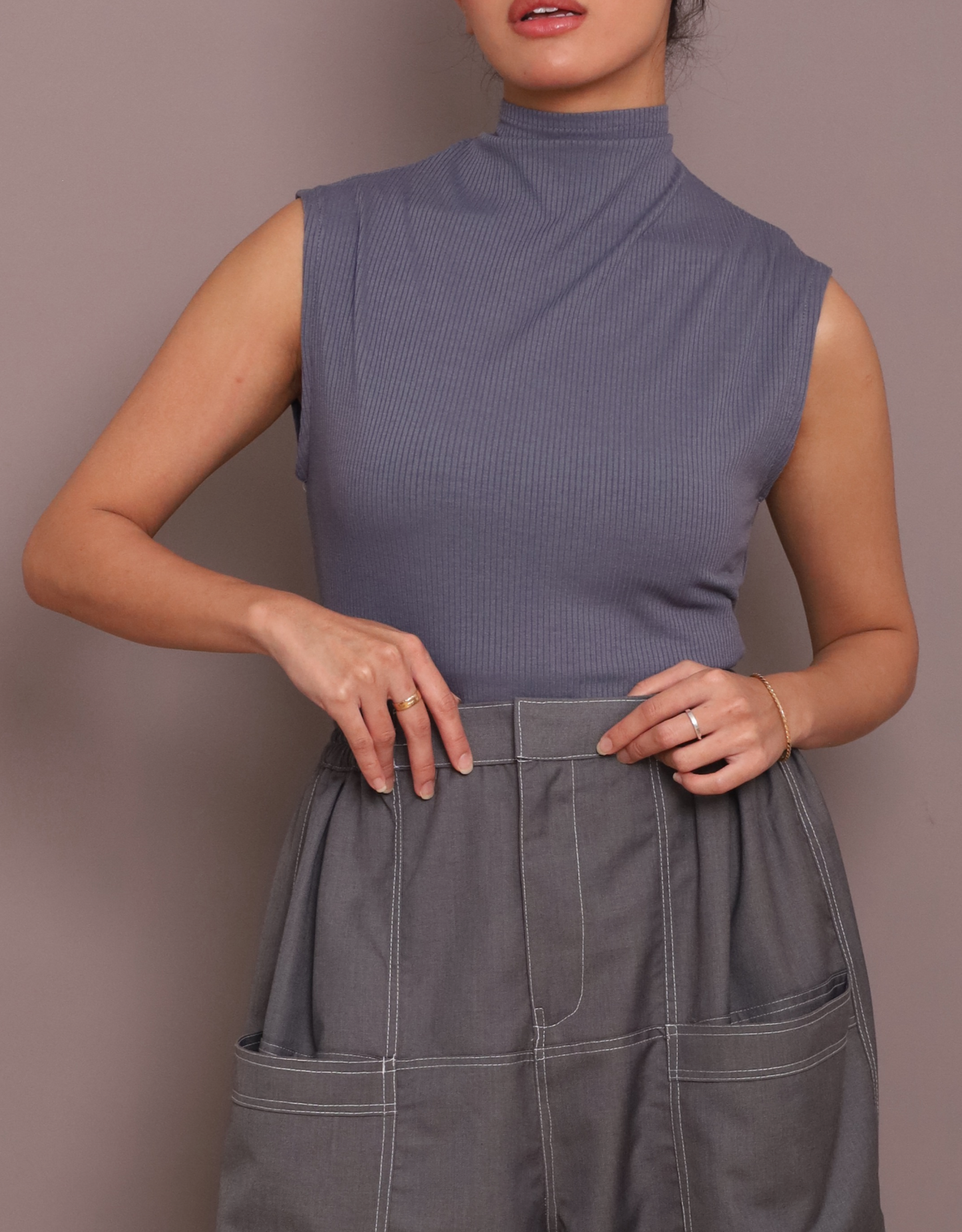 Ribbed Skin inner in Ash Blue