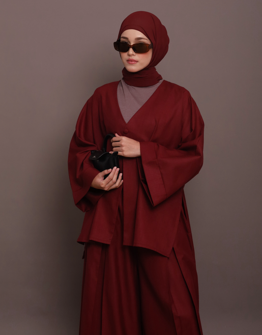 Basic-Linen in Burgundy