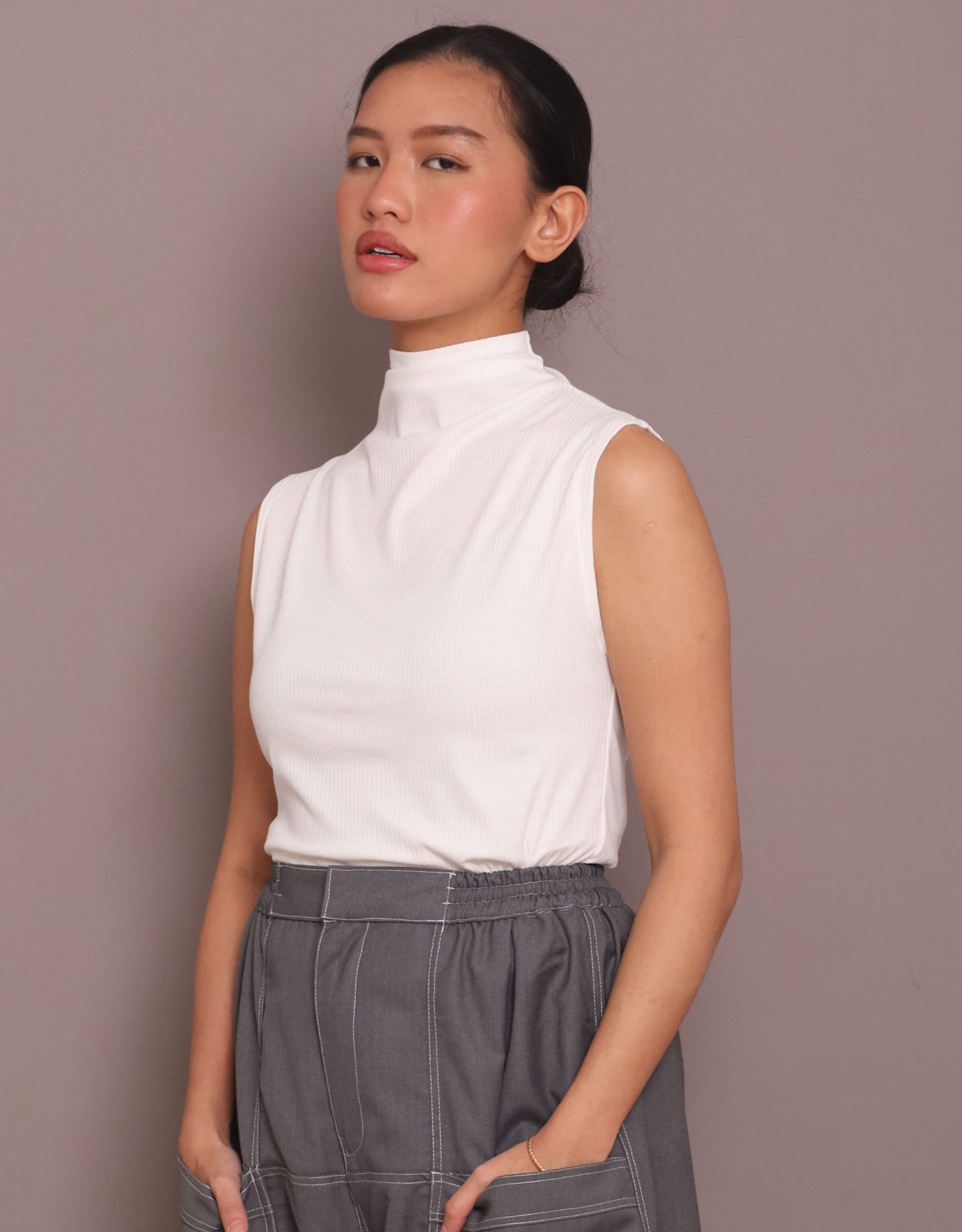 Ribbed Skin inner in White