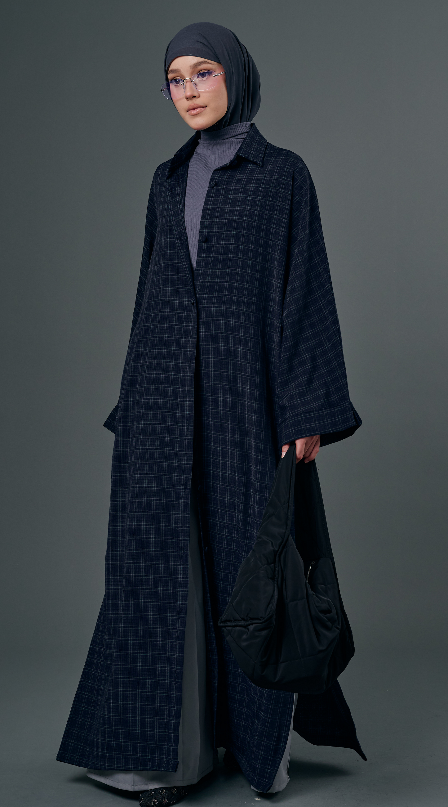 Plaid Dress in Navy