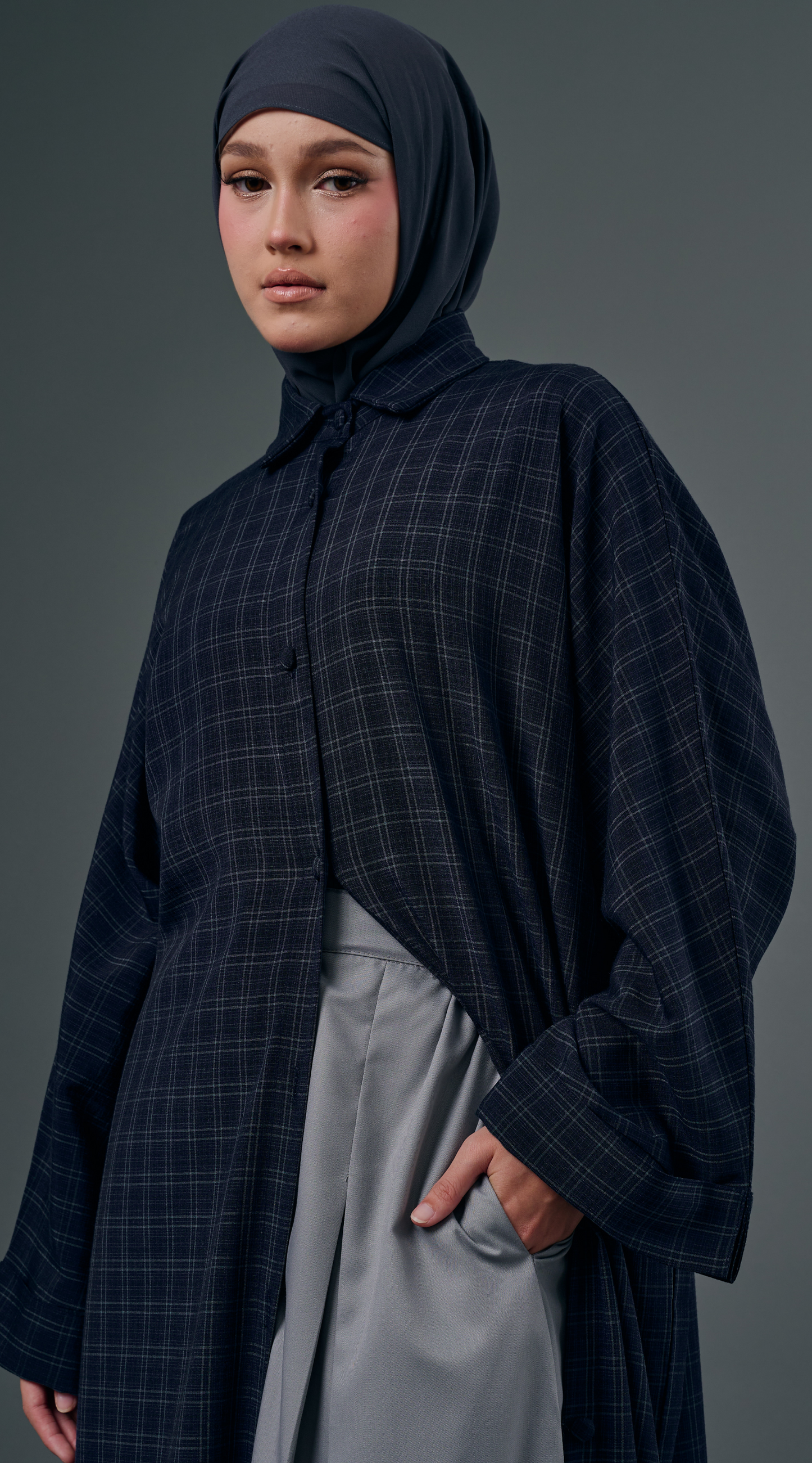 Plaid Dress in Navy