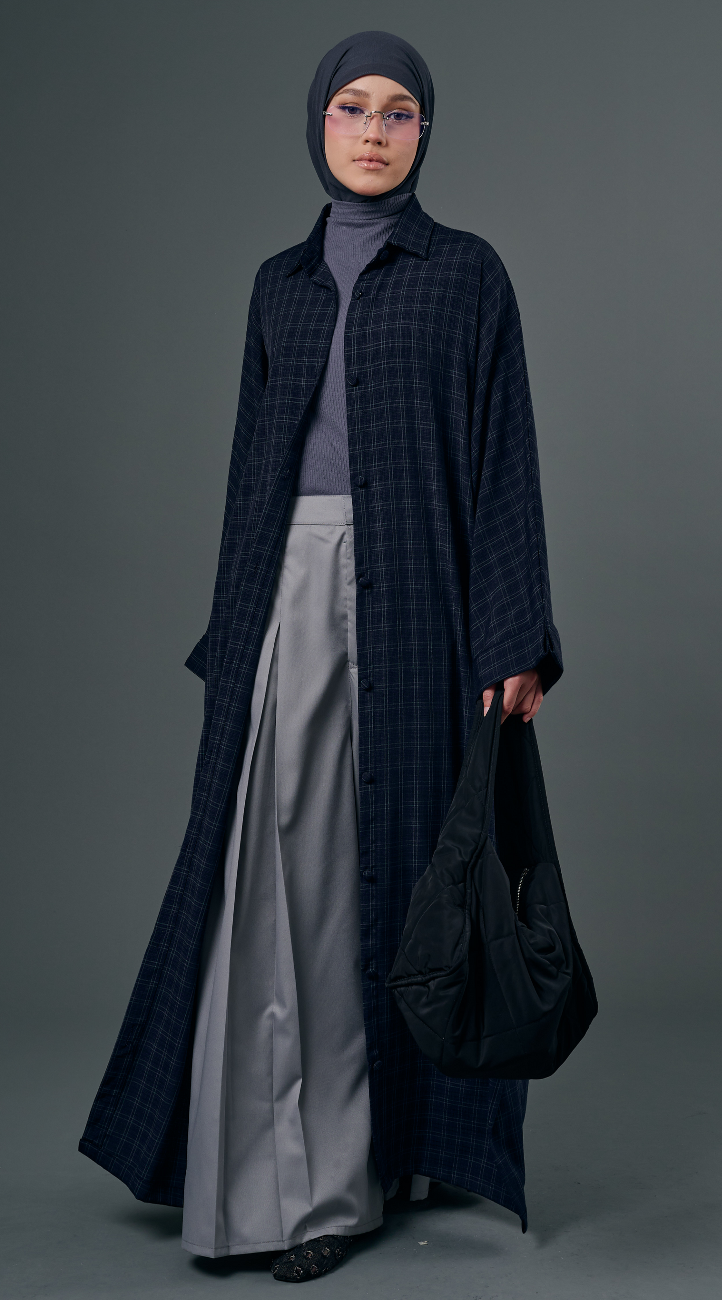 Plaid Dress in Navy