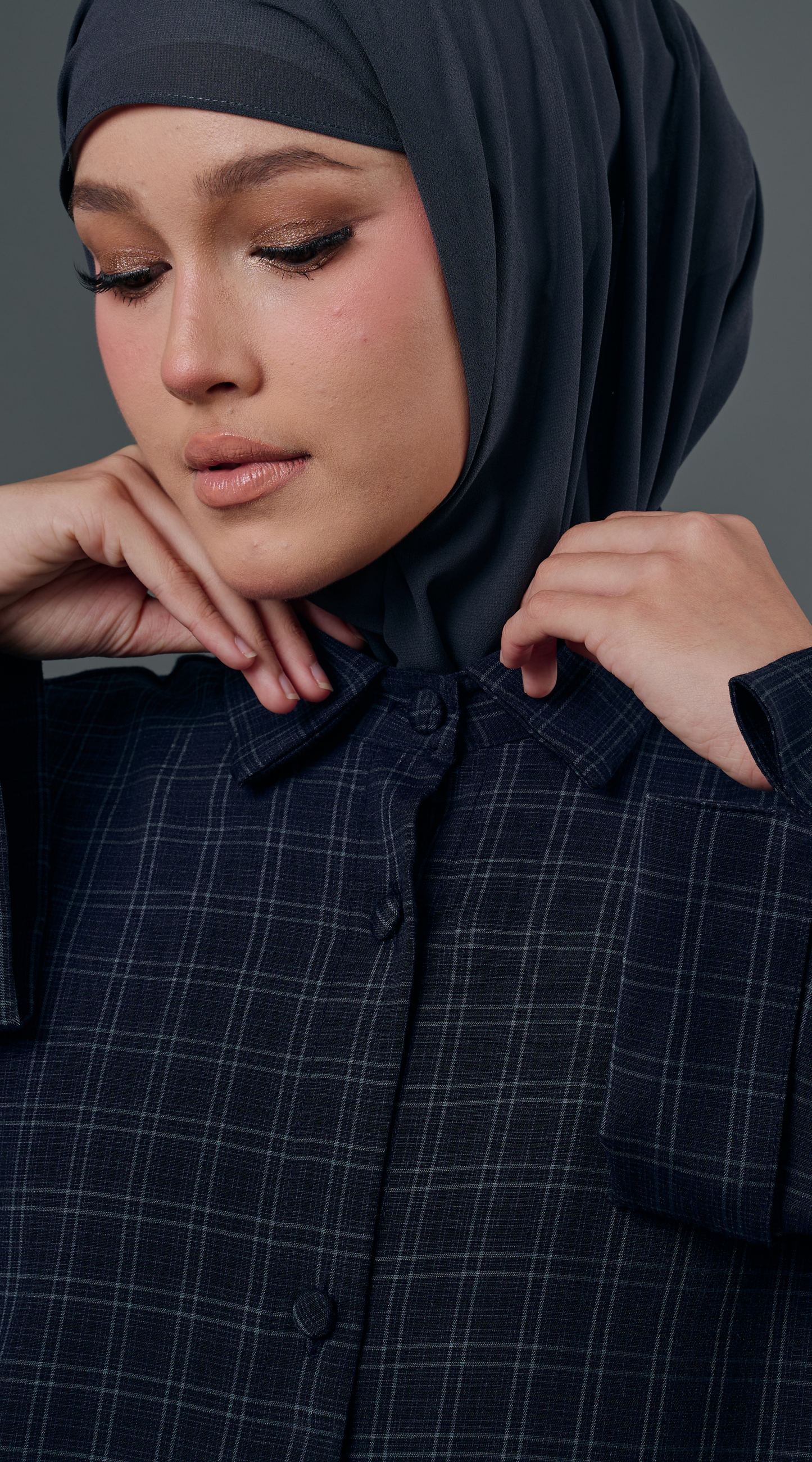 Plaid Dress in Navy