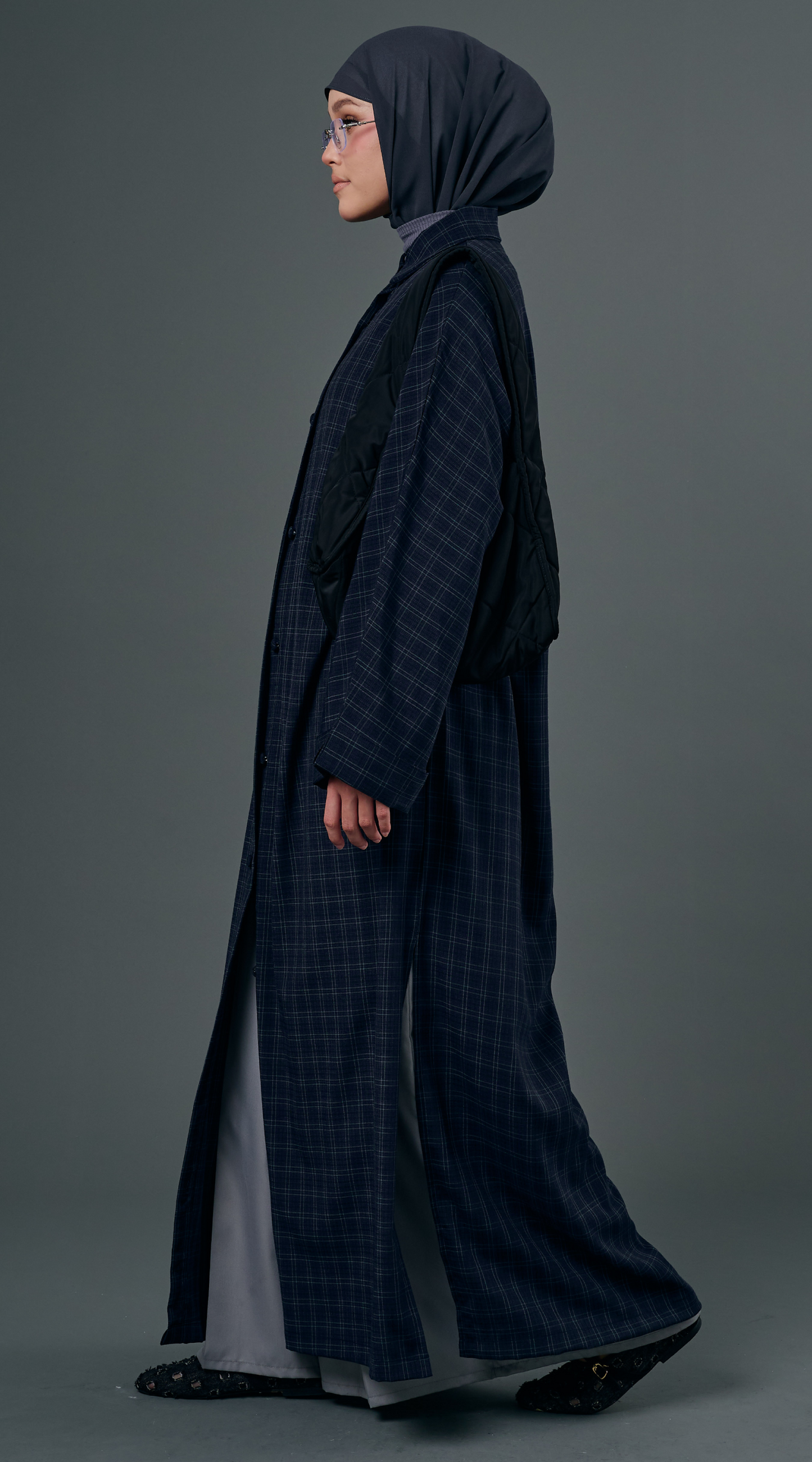 Plaid Dress in Navy