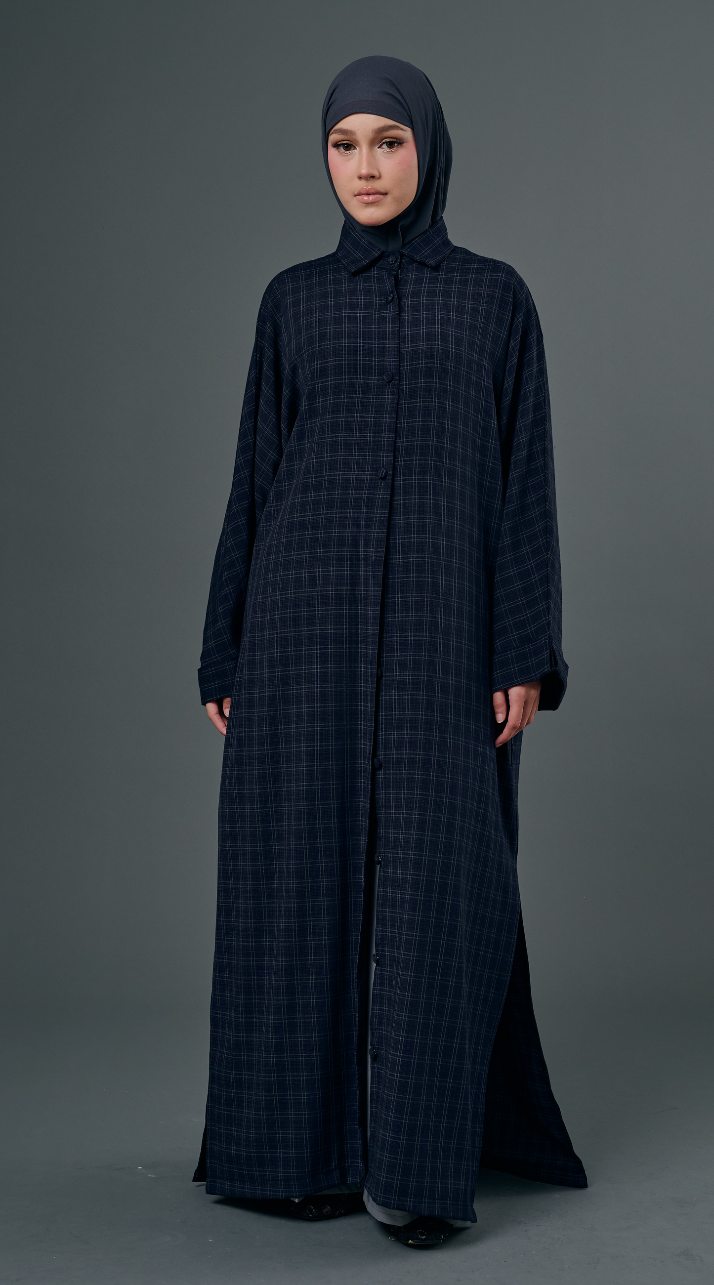 Plaid Dress in Navy