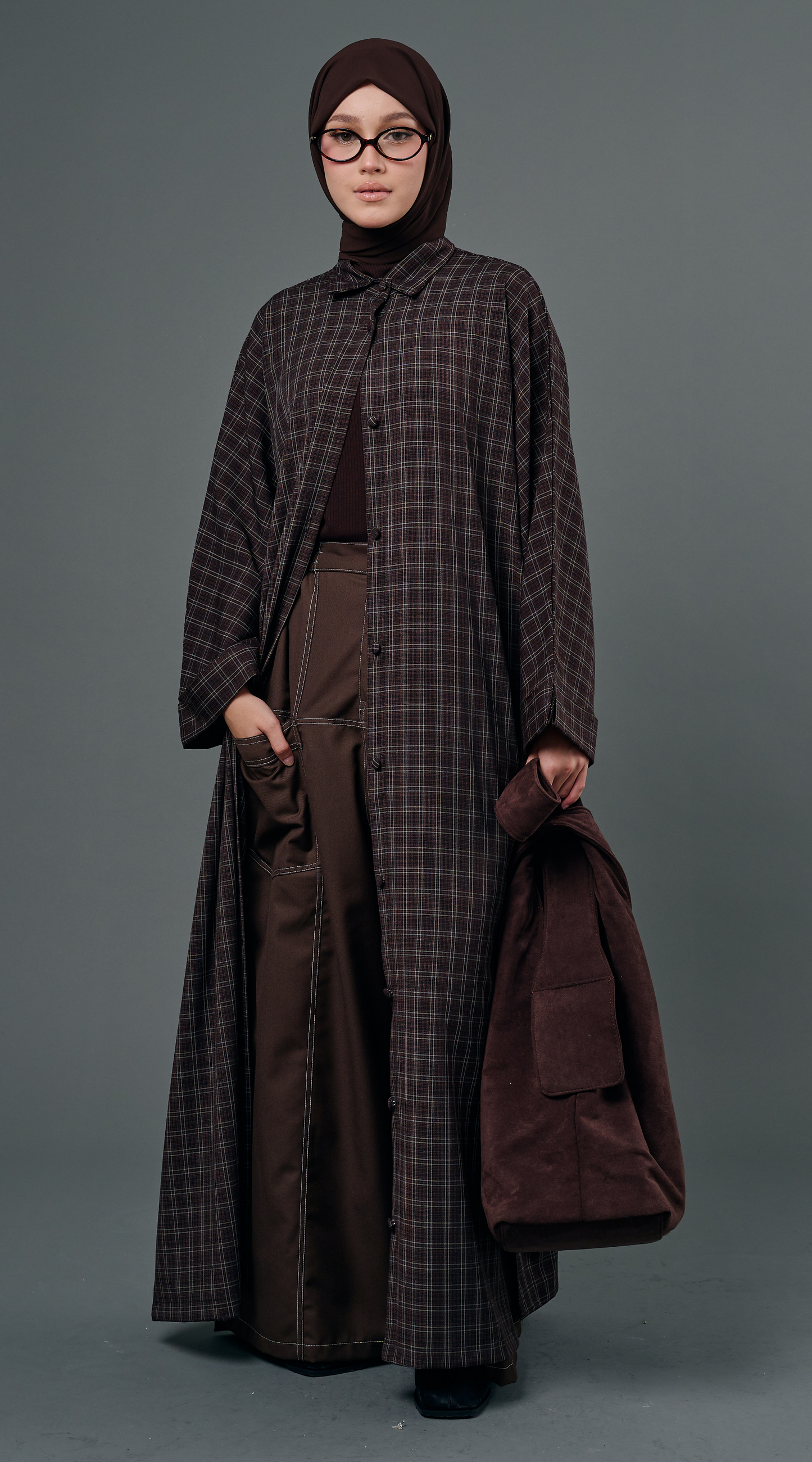 Plaid Dress in Brown