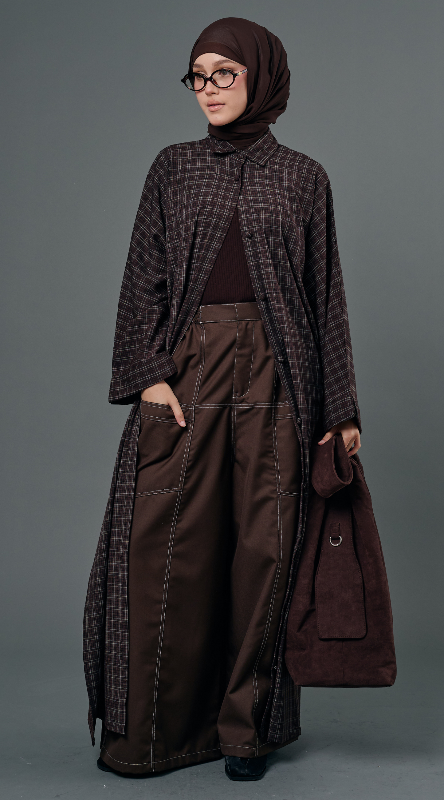 Plaid Dress in Brown
