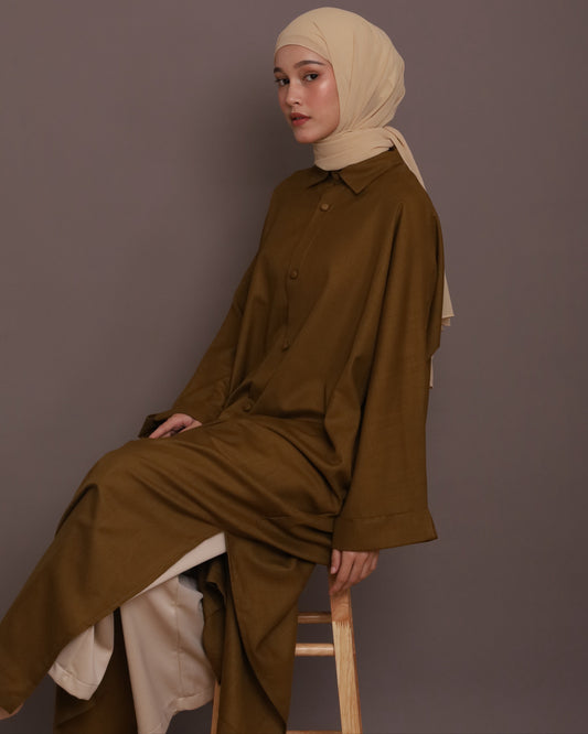 LINEN DRESS in Olive